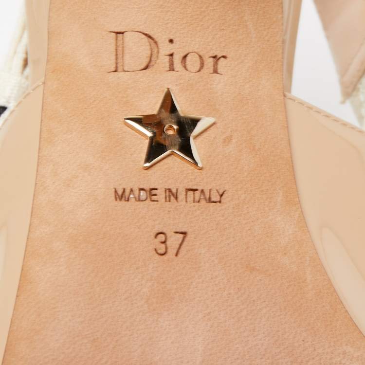 Pre Owned Dior Beige Patent Leather J'adior Slingback Pumps Size 37