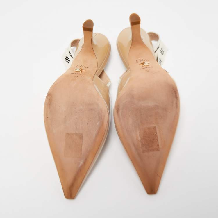 Pre Owned Dior Beige Patent Leather J'adior Slingback Pumps Size 37