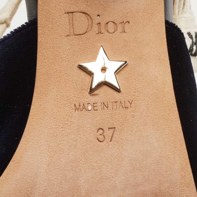 Pre Owned Dior Navy Blue Velvet J'adior Slingback Pumps Size 37