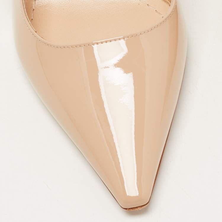 Pre Owned Dior Beige Patent Jadior Slingback Pumps Size 35.5
