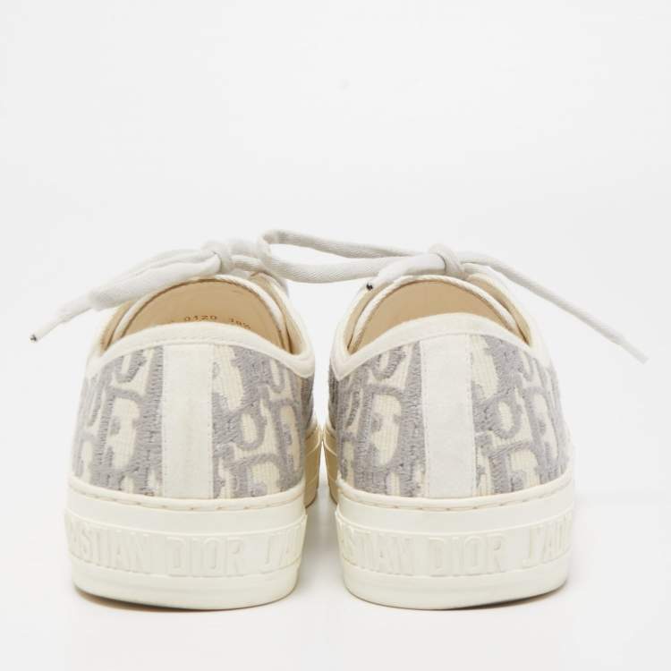 Pre Owned Dior Grey/Off White Oblique Canvas Walk'n'Dior Sneakers Size 38.5