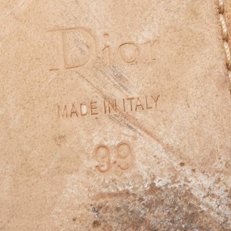 Pre Owned Dior Metallic Blue Leather Flat Slides Size 39