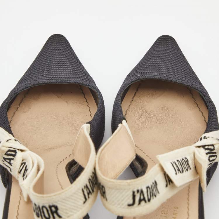 Pre Owned Dior Black Technical Fabric J'adior Slingback Pumps Size 35.5 