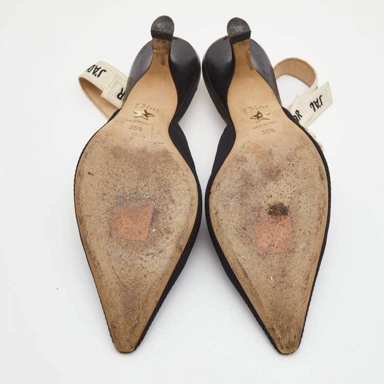 Pre Owned Dior Black Technical Fabric J'adior Slingback Pumps Size 35.5 