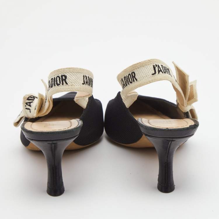 Pre Owned Dior Black Technical Fabric J'adior Slingback Pumps Size 35.5 