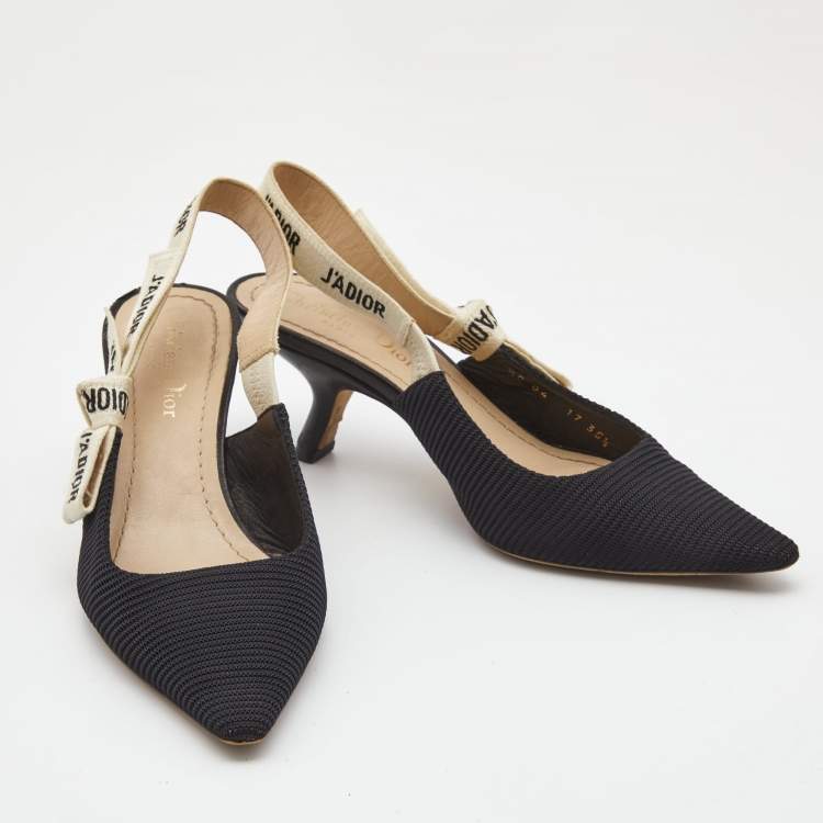 Pre Owned Dior Black Technical Fabric J'adior Slingback Pumps Size 35.5 