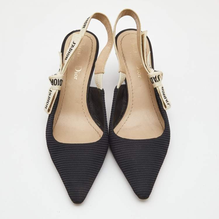 Pre Owned Dior Black Technical Fabric J'adior Slingback Pumps Size 35.5 