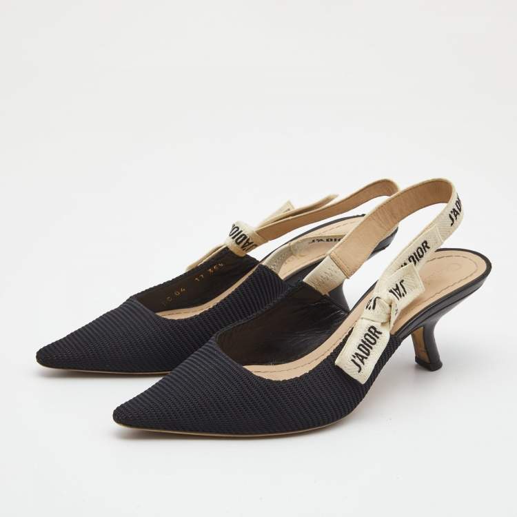 Pre Owned Dior Black Technical Fabric J'adior Slingback Pumps Size 35.5 