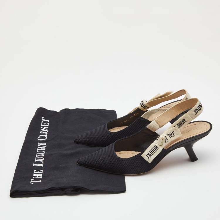 Pre Owned Dior Black Technical Fabric J'adior Slingback Pumps Size 35.5 