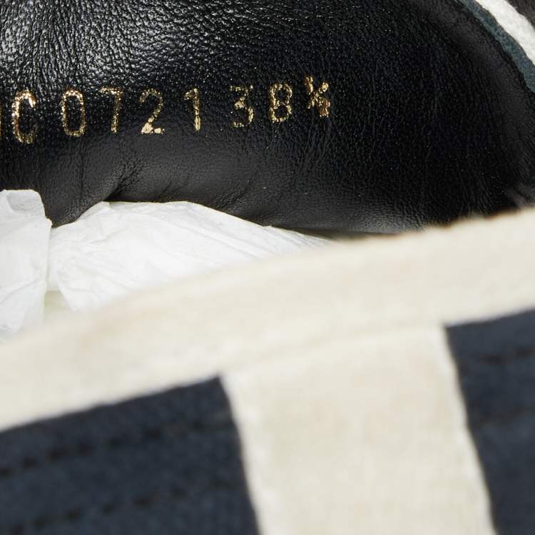 Pre Owned Dior Navy Blue/White Canvas Walk'n'Dior Lace Up Sneakers Size 38.5