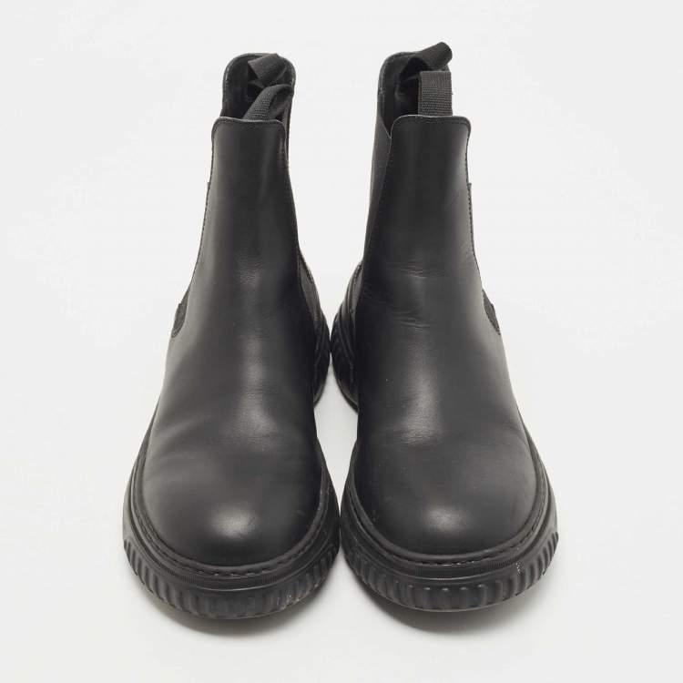 Pre Owned Dior Black Leather D-Racer Ankle Boots Size 38