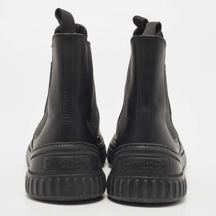Pre Owned Dior Black Leather D-Racer Ankle Boots Size 38