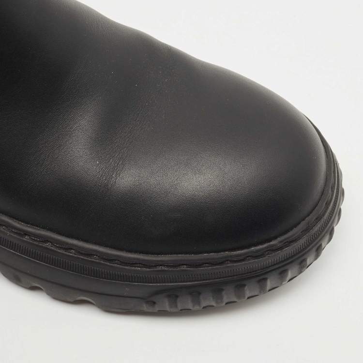 Pre Owned Dior Black Leather D-Racer Ankle Boots Size 38