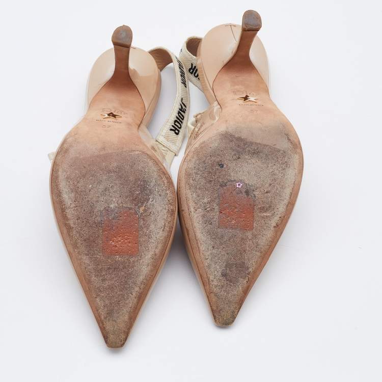 Pre Owned Dior Beige Patent Leather J'adior Slingback Pumps Size 37