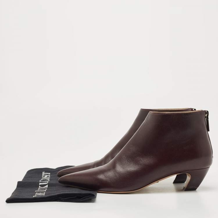 Pre Owned Dior Burgundy Leather Pointed Toe Ankle Booties Size 38