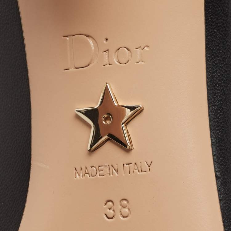 Pre Owned Dior Black Leather Pointed Toe Ankle Booties Size 38