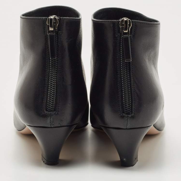 Pre Owned Dior Black Leather Pointed Toe Ankle Booties Size 38