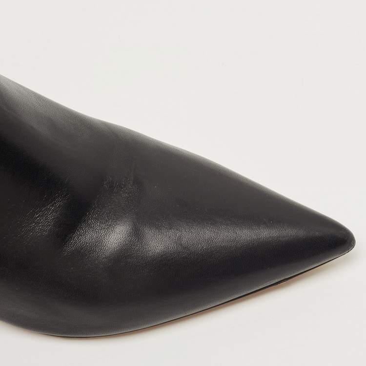 Pre Owned Dior Black Leather Pointed Toe Ankle Booties Size 38