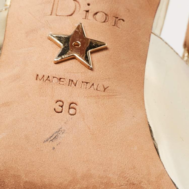 Pre Owned Dior Metallic Leather J'adior Slingback Pumps Size 36