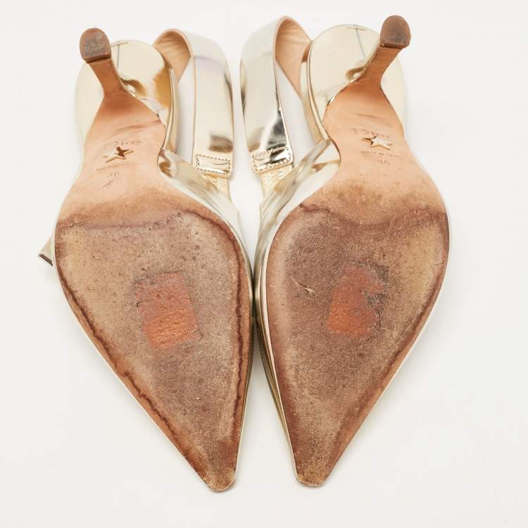 Pre Owned Dior Metallic Leather J'adior Slingback Pumps Size 36
