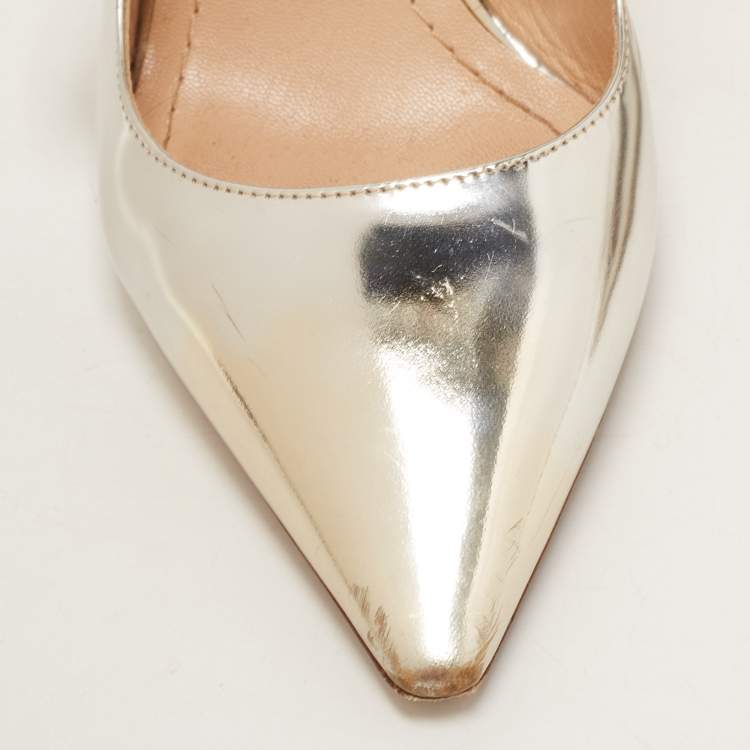 Pre Owned Dior Metallic Leather J'adior Slingback Pumps Size 36
