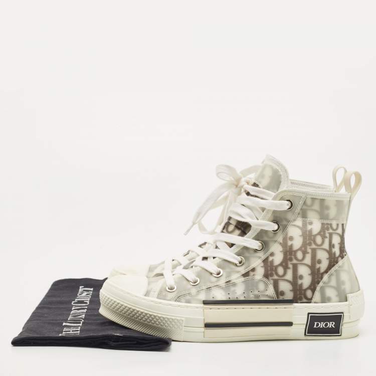 Pre Owned Dior Black/White Oblique Mesh B23 High Top Sneakers Size 36