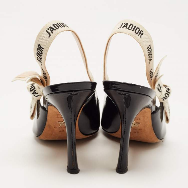 Pre Owned Dior Black Patent Leather J'adior Slingback Pumps Size 40