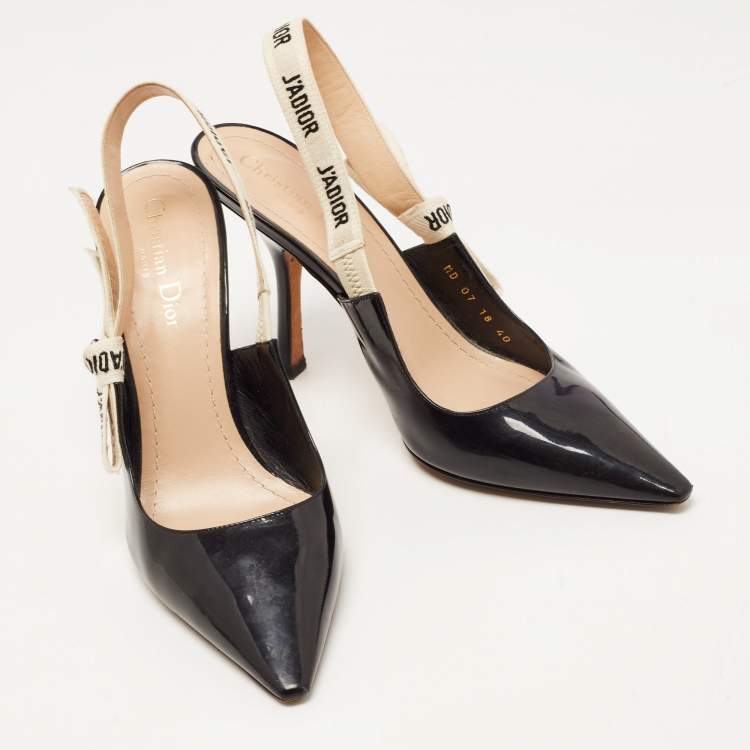 Pre Owned Dior Black Patent Leather J'adior Slingback Pumps Size 40