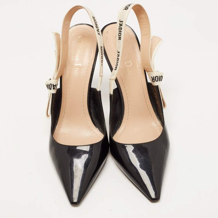 Pre Owned Dior Black Patent Leather J'adior Slingback Pumps Size 40