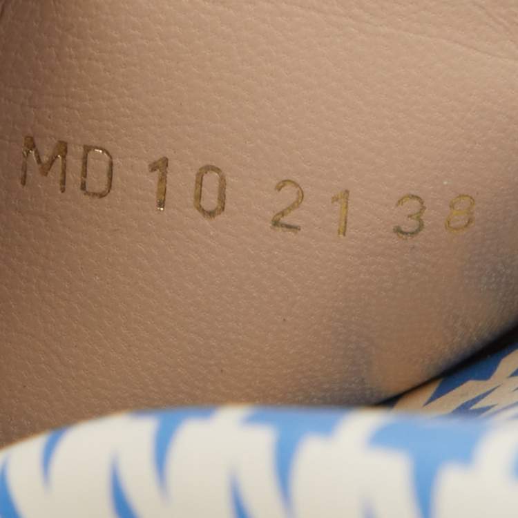 Pre Owned Dior Blue/White Canvas Dway Flat Slides Size 38