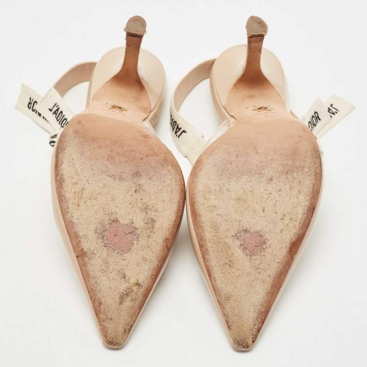 Pre Owned Dior Beige Patent Leather J'adior Slingback Pumps Size 40