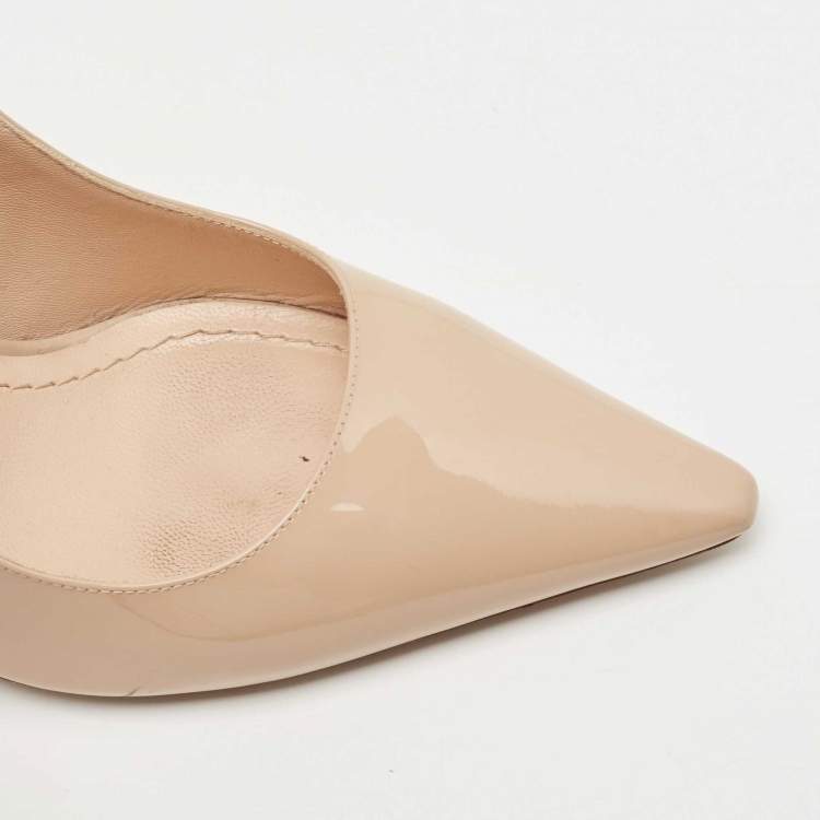 Pre Owned Dior Beige Patent Leather J'adior Slingback Pumps Size 40
