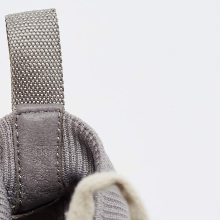 Pre Owned Dior Grey/White Leather and Oblique Knit Fabric Walk'n'Dior High Top Sneakers Size 38