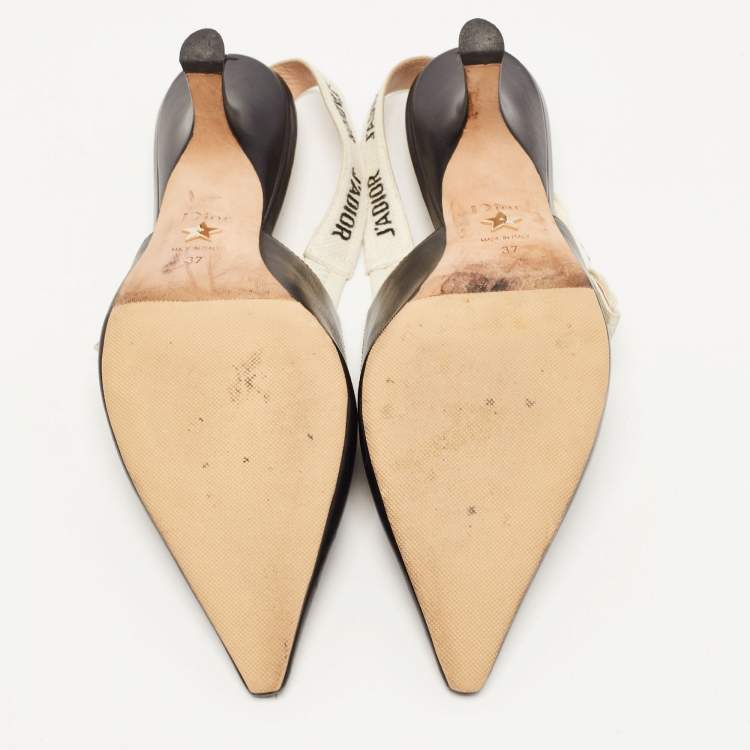 Pre Owned Dior Black Leather J'adior Slingback Pumps Size 37