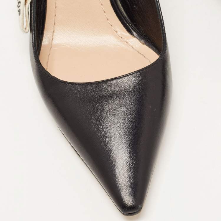 Pre Owned Dior Black Leather J'adior Slingback Pumps Size 37