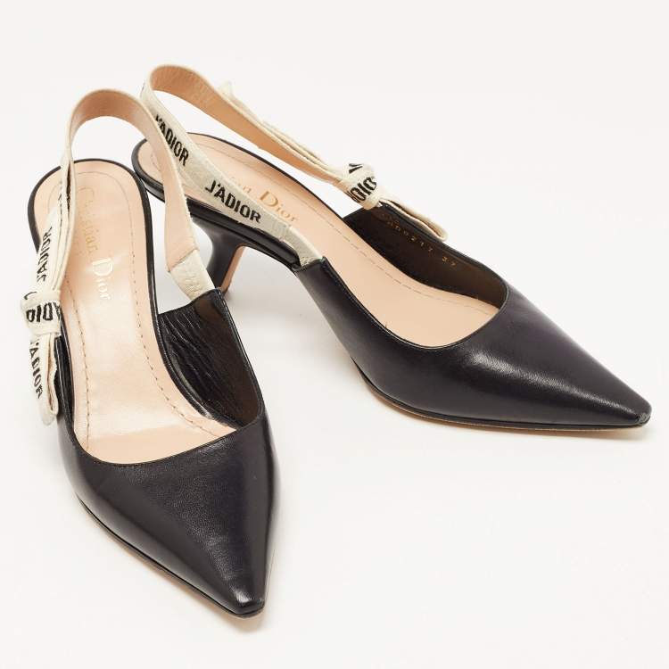 Pre Owned Dior Black Leather J'adior Slingback Pumps Size 37