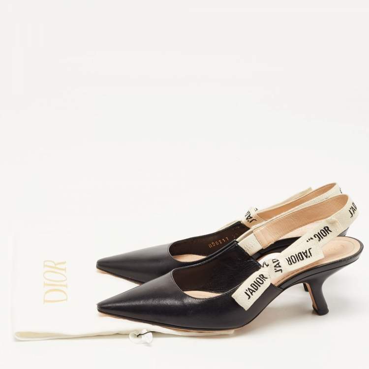 Pre Owned Dior Black Leather J'adior Slingback Pumps Size 37