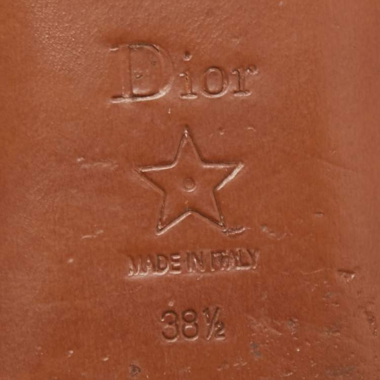 Pre Owned Dior Tan Leather Slide Sandals Size 38.5