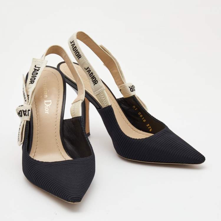 Pre Owned Dior Black Fabric J'adior Slingback Pumps Size 37.5