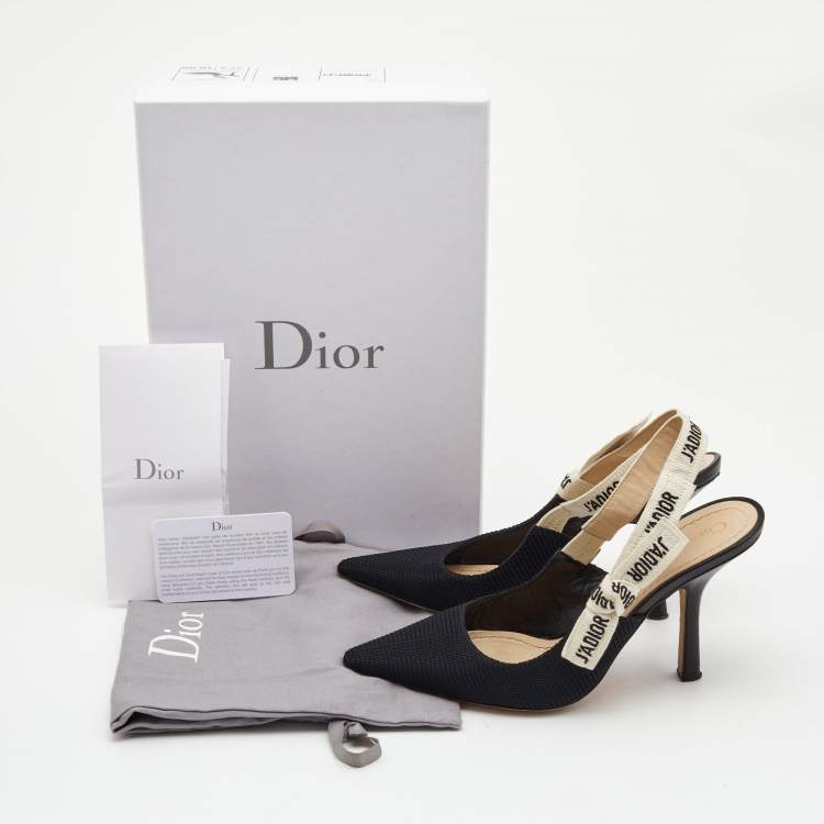 Pre Owned Dior Black Fabric J'adior Slingback Pumps Size 37.5