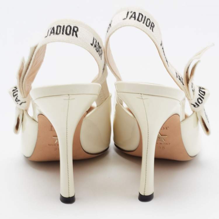 Pre Owned Dior White J'adior Slingback Pumps Size 38