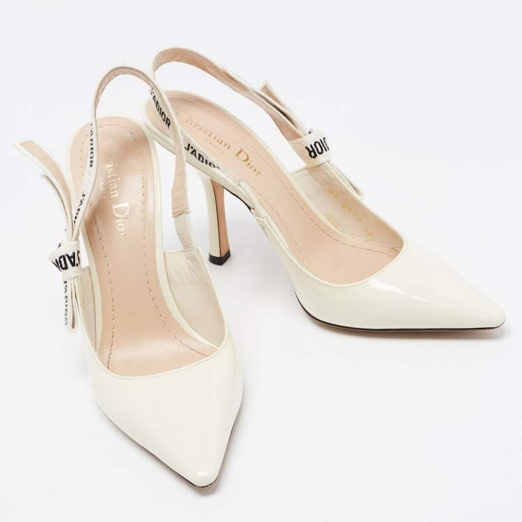 Pre Owned Dior White J'adior Slingback Pumps Size 38