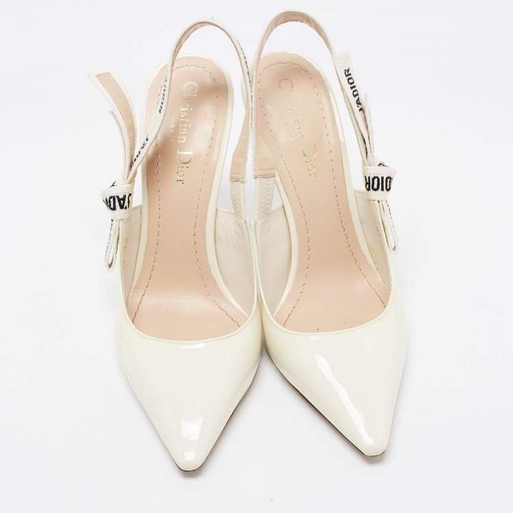 Pre Owned Dior White J'adior Slingback Pumps Size 38