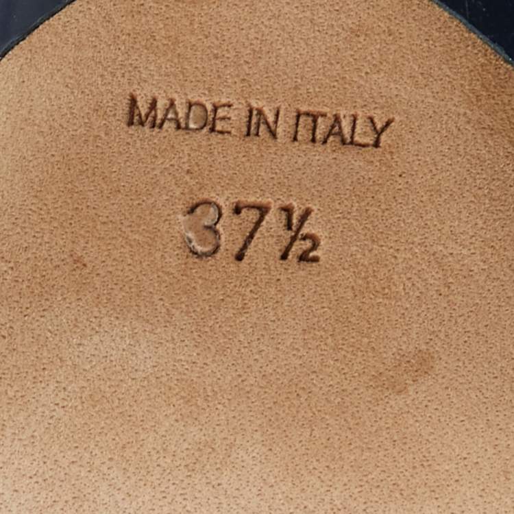 Pre Owned Dior Tri Color Patent Leather Peep Toe Platform Pumps Size 37.5