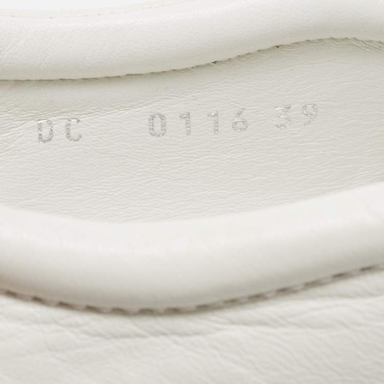 Pre Owned Dior White Leather and Canvas Crystal Embellished Slip On Sneakers Size 39