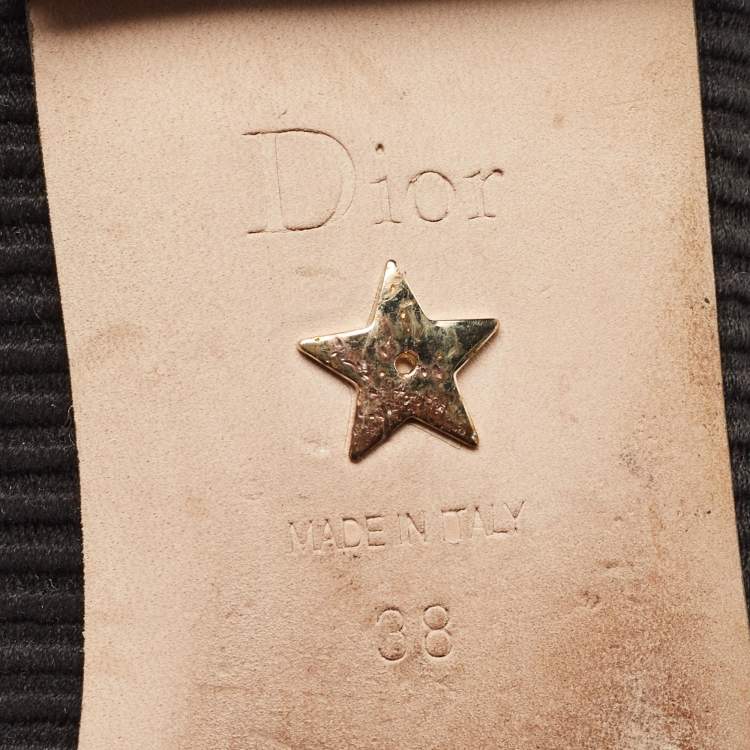 Pre Owned Dior Black/White Canvas J'adior Ballet Flats Size 38 