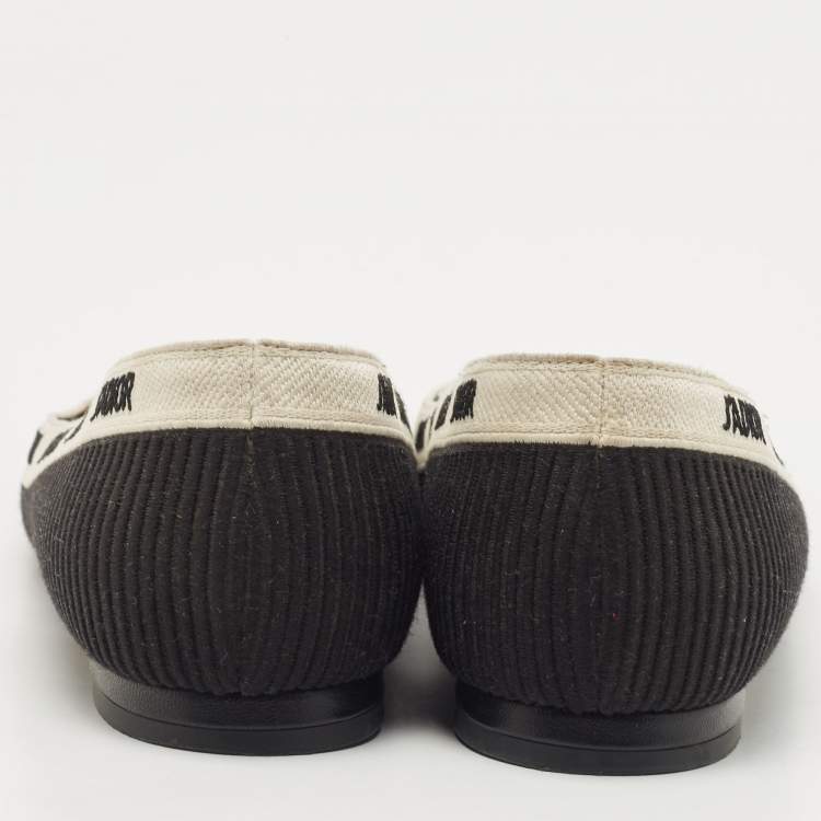 Pre Owned Dior Black/White Canvas J'adior Ballet Flats Size 38 