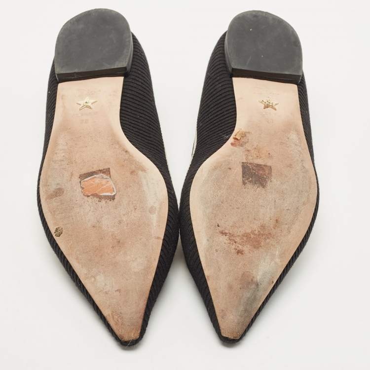 Pre Owned Dior Black/White Canvas J'adior Ballet Flats Size 38 