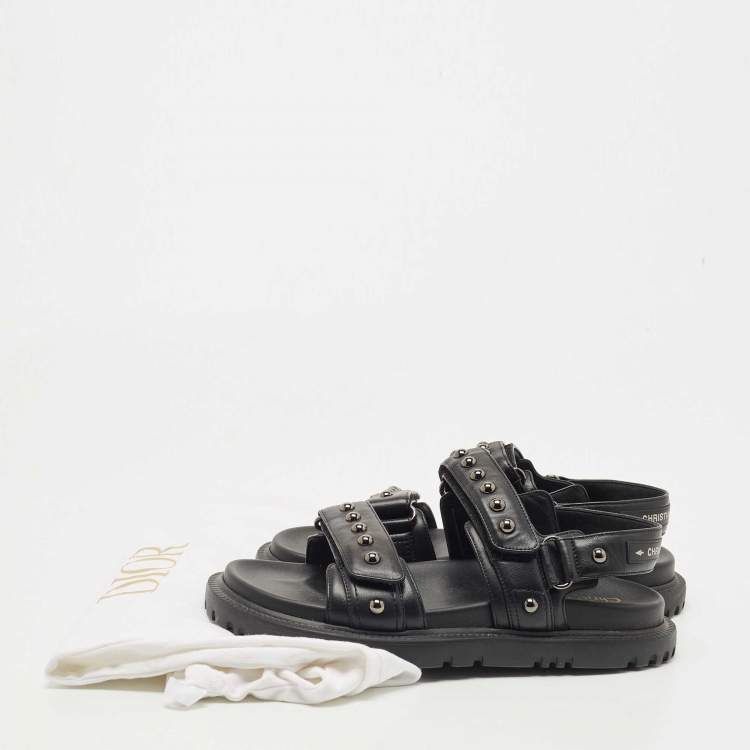 Pre Owned Dior Black Leather  DiorAct Sandals Size 38