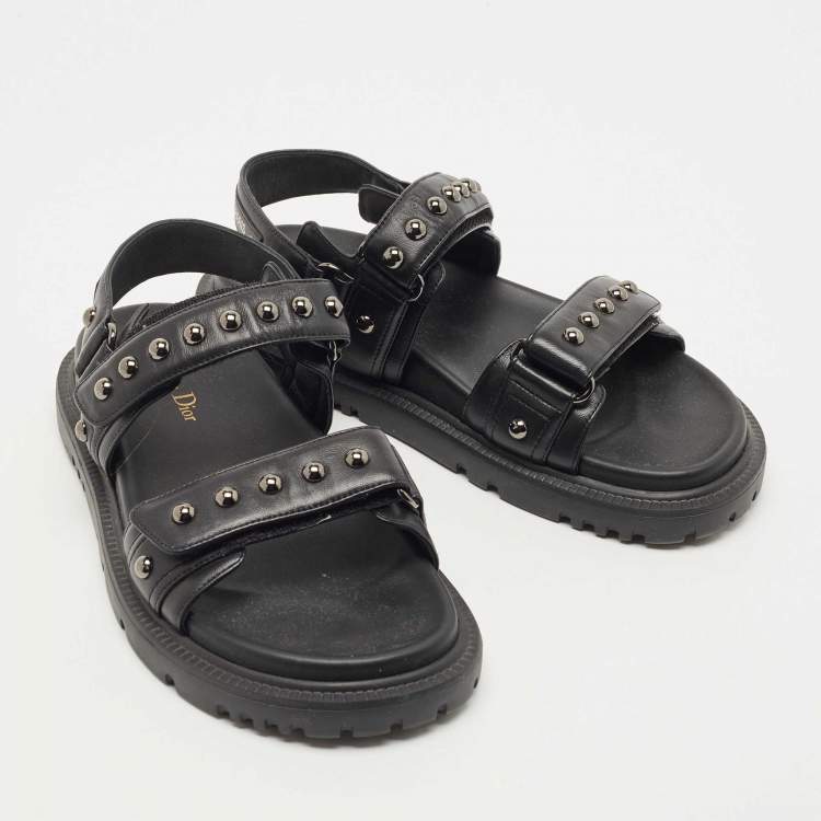 Pre Owned Dior Black Leather  DiorAct Sandals Size 38